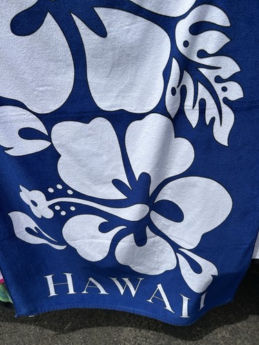 Telo mare hawaiano - blu, ibisco